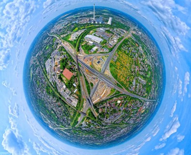 Motorway junction Herne major construction site, motorway A42 and motorway A43, STEAG cogeneration