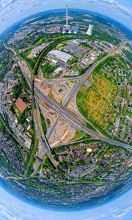 Motorway junction Herne major construction site, motorway A42 and motorway A43, STEAG cogeneration