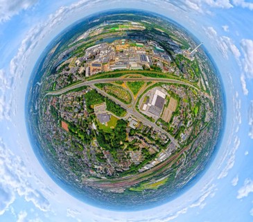 Industrial area Heerstraße Crange at the Rhine-Herne-Canal and motorway A42 with triangle