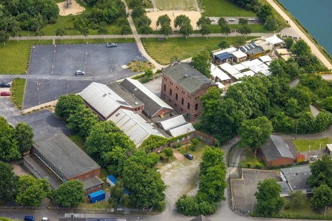Aerial view, area former colliery Unser Fritz, artist colliery Unser Fritz 2/3, shaft 3,