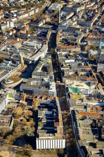 Aerial view, city centre with Rathaus Galerie, pedestrian zone Rathauspassage, medium-sized town,