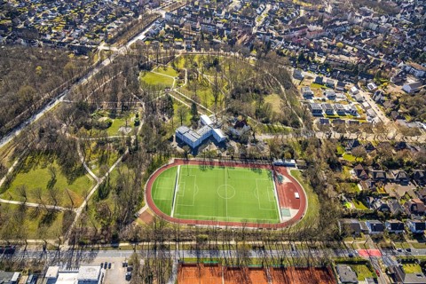 Aerial photo, SEG Herne construction site with new building Schäferstraße Am Stadtgarten,