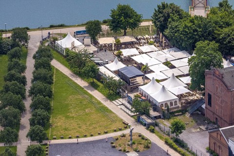 Aerial view, Steinmeister's beer garden - Oskar am Kanal im Kulturpark Unser Fritz, area former