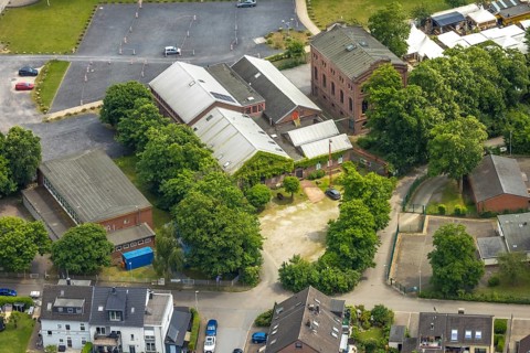 Aerial view, area former colliery Unser Fritz, artist colliery Unser Fritz 2/3, shaft 3, Unser