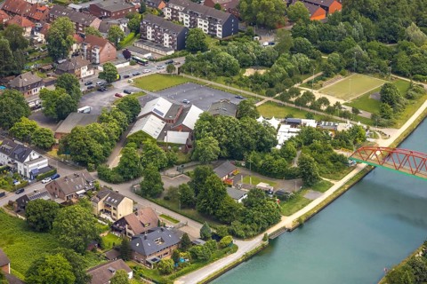 Aerial view, cultural park Unser Fritz, area former colliery Unser Fritz, artist colliery Unser