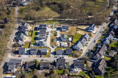 Aerial photo, SEG Herne construction site with new building Schäferstraße Am Stadtgarten,