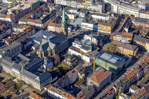 Aerial view, St. Marien Catholic Church in the city centre, Kath. Krankenhaus Hagen gGmbH, Osthaus