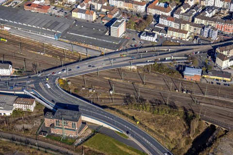 Aerial view, Eckeseyer Straße railway station bypass at the main station, Altenhagen, Hagen, Ruhr
