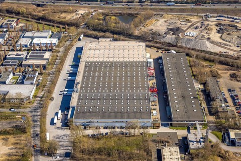 Aerial view, Picnic Herne (Fulfillment Centre) warehouse, Kelvion Machine Cooling Systems GmbH