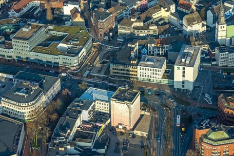Aerial view, construction site Westentor at the City Centre, elevated bunker Neue Bahnhhofstraße,