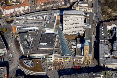 Aerial view, city centre with Rathaus Galerie and Volme Galerie, pedestrian zone Rathauspassage,