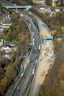 Aerial view, motorway A1 construction site exit Hagen-Nord, Vorhalle, Hagen, Ruhr area, North