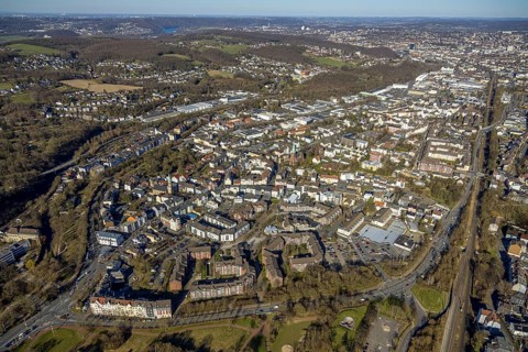 Aerial view, residential area, view of Haspe district, Hagen, Ruhr area, North Rhine-Westphalia,
