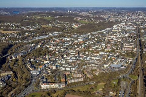 Aerial view, residential area, view of Haspe district, Hagen, Ruhr area, North Rhine-Westphalia,