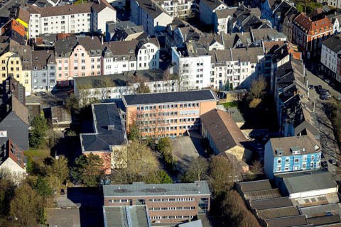 Aerial view, Ernst-Eversbusch-Schule Hauptschule und Realschule Haspe, Haspe, Hagen, Ruhr area,