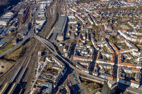 Aerial view, elevated road Eckeseyer Straße, Altenhagener Brücke, federal road B54, Altenhagen,