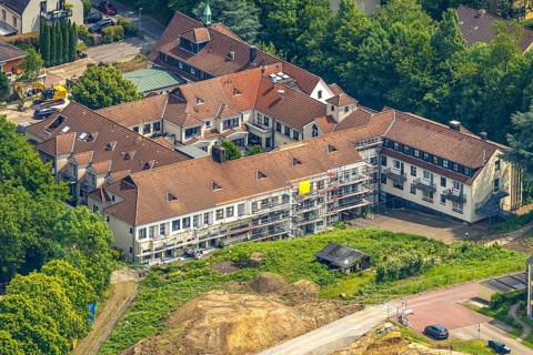 Aerial view, Theresia-Albers-Stiftung Altenheim St. Josef, construction site and facade with