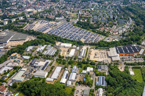 Aerial view, commercial area Beuler Höhe and commercial area Nierenhofer Straße, former O&K site