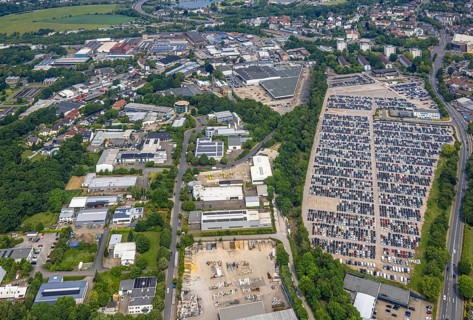 Aerial view, commercial area Beuler Höhe and commercial area Nierenhofer Straße, former O&K site