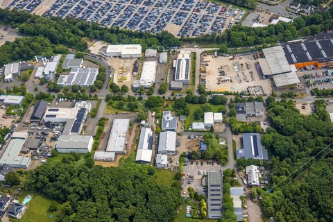 Aerial view, commercial area Beuler Höhe and commercial area Nierenhofer Straße, former O&K site