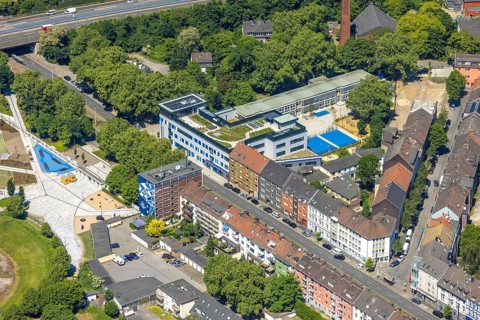 Aerial view, GGS Grundschule Kurt-Schumacher-Straße, Schalke-Nord, Gelsenkirchen, Ruhr area, North