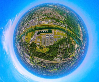 Aerial view, Graf Bismarck Johannes-Rau-Allee city quarter, residential complex and Stölting Marina