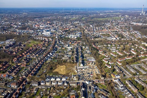 Aerial view, Mosque DITIB- Turkish Islamic Community of Gladbeck, Wielandstraße corner Bramsfeld,