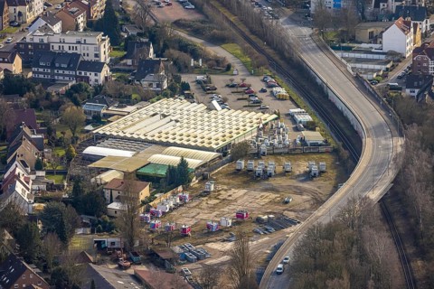 Aerial view, Schellewald garden centre on the Zweckeler Straße elevated road with bridge over