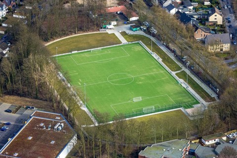 Aerial view, redesigned football stadium SV Zweckel 23 e.V., Dorstener Straße, Zweckel, Gladbeck,