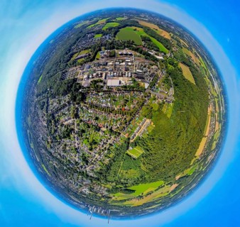 Aerial view, district Zweckel with Ineos Phenol GmbH chemical plant, Zweckeler Wald, residential