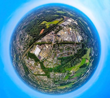 Aerial view, Rockwool industrial estate, Rockwool factory premises, Bottroper Straße and