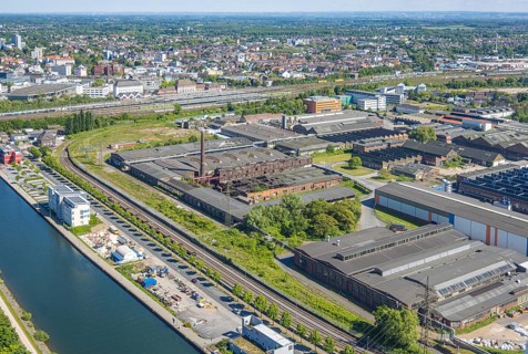 Aerial view, Hafenstrasse industrial estate, voestalpine and Thyssen Draht AG on the Datteln-HAmm
