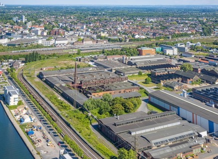 Aerial view, Hafenstrasse industrial estate, voestalpine and Thyssen Draht AG on the Datteln-HAmm