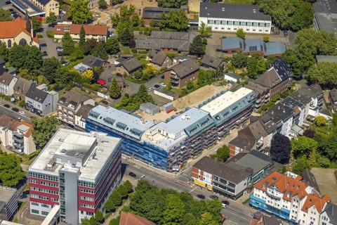 Aerial view, senior citizens' campus construction site with new building on Werler Straße, centre,