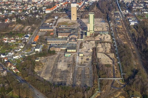 Aerial view, former DSK Lippe Westerholt mine, new neighbourhood for climate-friendly working and