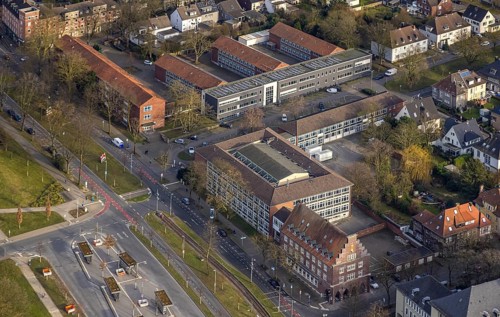 Aerial view, Berufskolleg am Goldberg Business College, Buer, Gelsenkirchen, Ruhr area, North