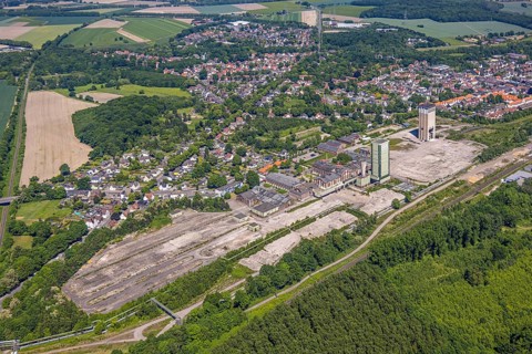 Aerial view, new Westerholt colliery, new neighbourhood for climate-friendly working and living,