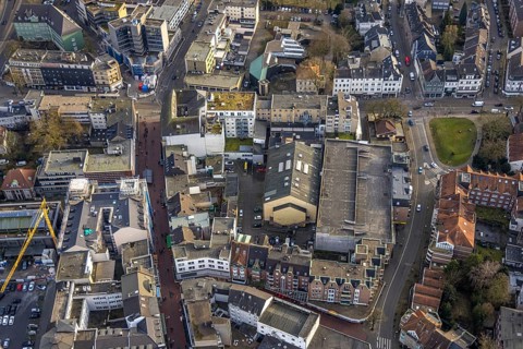 Aerial view, city centre view with multi-storey car park Rottmannsiepe - GEparkt, Buerer Hof -