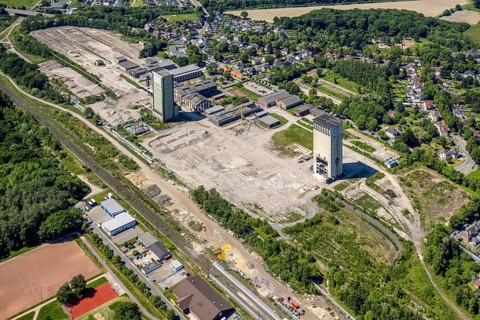 Aerial view, new Westerholt colliery, new neighbourhood for climate-friendly working and living,