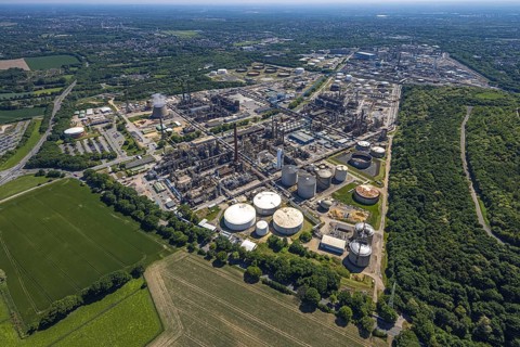 Aerial view, Ruhr Oil Refinery Scholven, Scholven, Gelsenkirchen, Ruhr Area, North