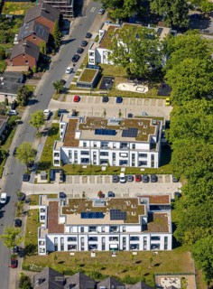 Aerial view, Schützenstraße development area, green roof, Hamm, Ruhr area, North Rhine-Westphalia,
