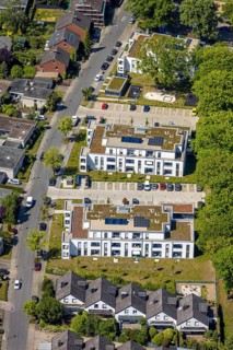 Aerial view, Schützenstraße development area, green roof, Hamm, Ruhr area, North Rhine-Westphalia,