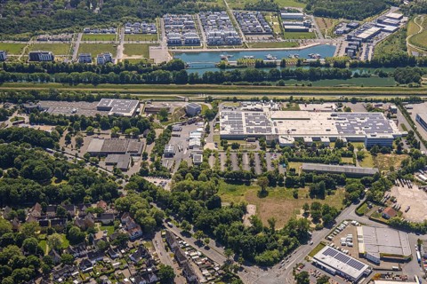Aerial view, former GAFÖG site Emscherstrasse 66, Bleistahl automotive supplier plant