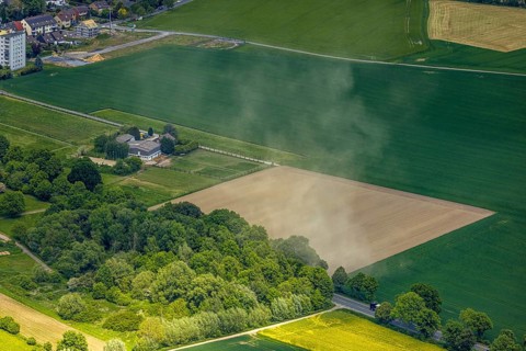 Aerial photograph, tornado in a field on Kamener Straße, Hamm, Ruhr area, North Rhine-Westphalia,