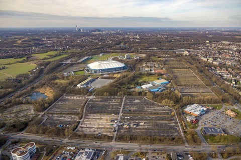 Aerial view, Bundesliga stadium Veltins-Arena of FC Schalke 04, also Arena AufSchalke football