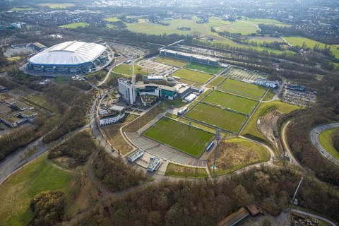 Aerial view, Bundesliga stadium Veltins-Arena of FC Schalke 04, also Arena AufSchalke football