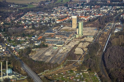 Aerial view, former DSK Lippe Westerholt mine, new neighbourhood for climate-friendly working and
