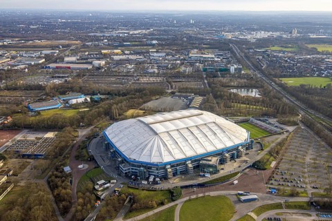 Aerial view, Bundesliga stadium Veltins-Arena of FC Schalke 04, also Arena AufSchalke football