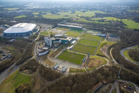 Aerial view, Bundesliga stadium Veltins-Arena of FC Schalke 04, also Arena AufSchalke football