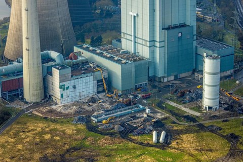Aerial view, RWE Generation SE Gersteinwerk power plant, part of building construction site with